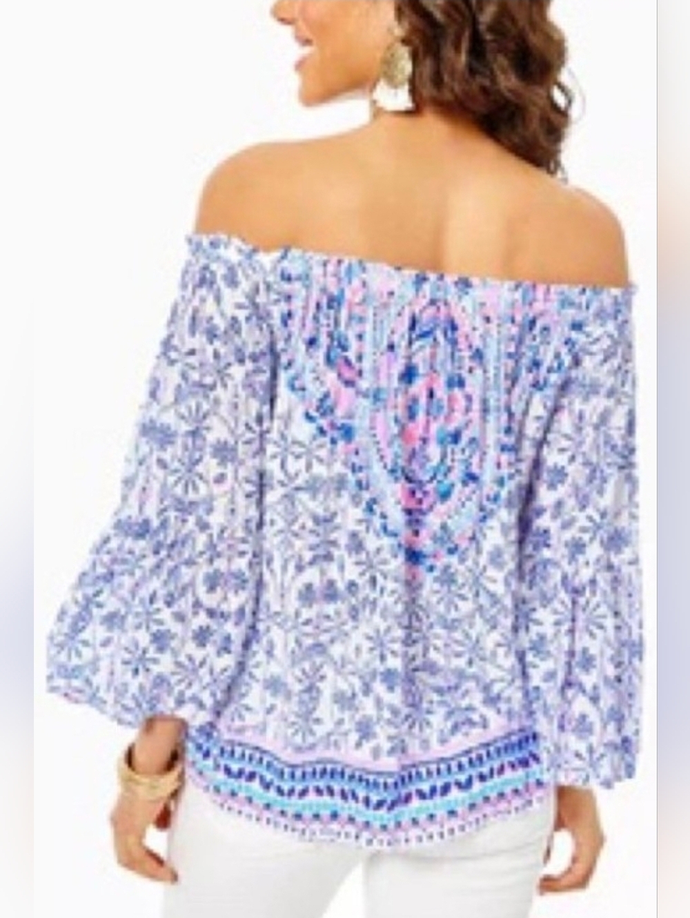 Lilly Pulitzer Nevie Off-the-Shoulder Top Blouse XXS EUC